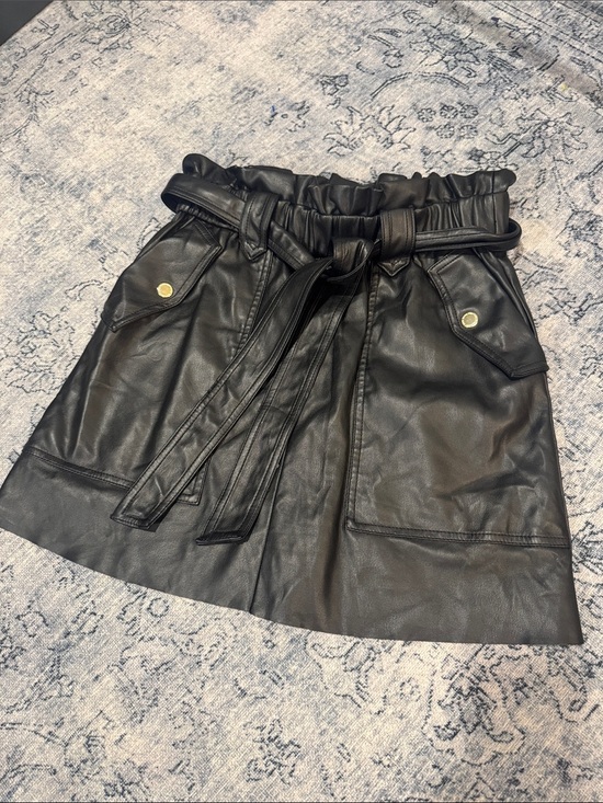 Marc New York Andrew Marc Dresses & Skirts - Marc New York Black Faux Leather Paperbag Waist Mini Skirt